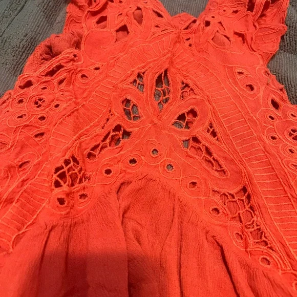 Free People Orange Lace Tank Top - Picture 2 of 5